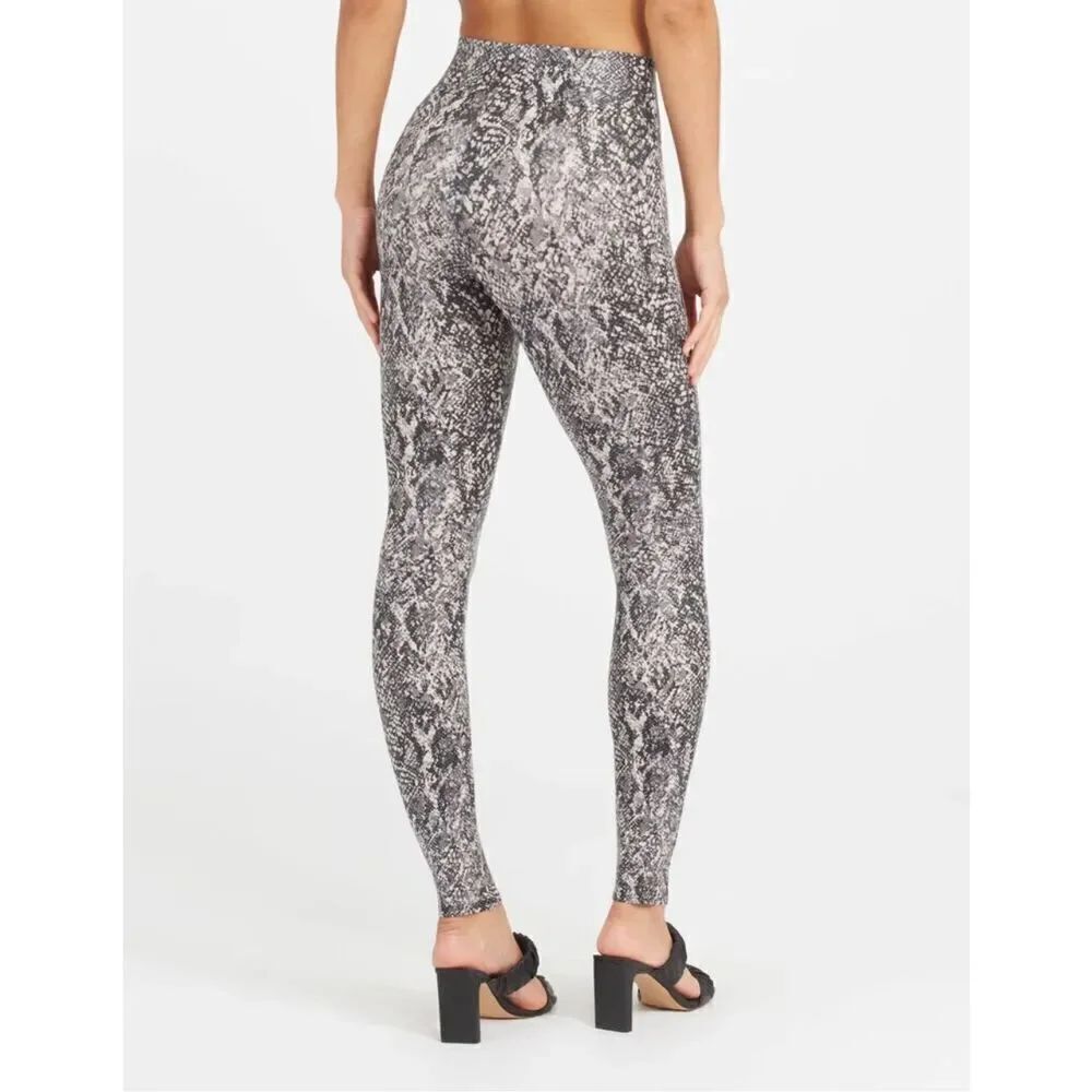 Spanx textured faux leather snakeskin shapewear S leggings
